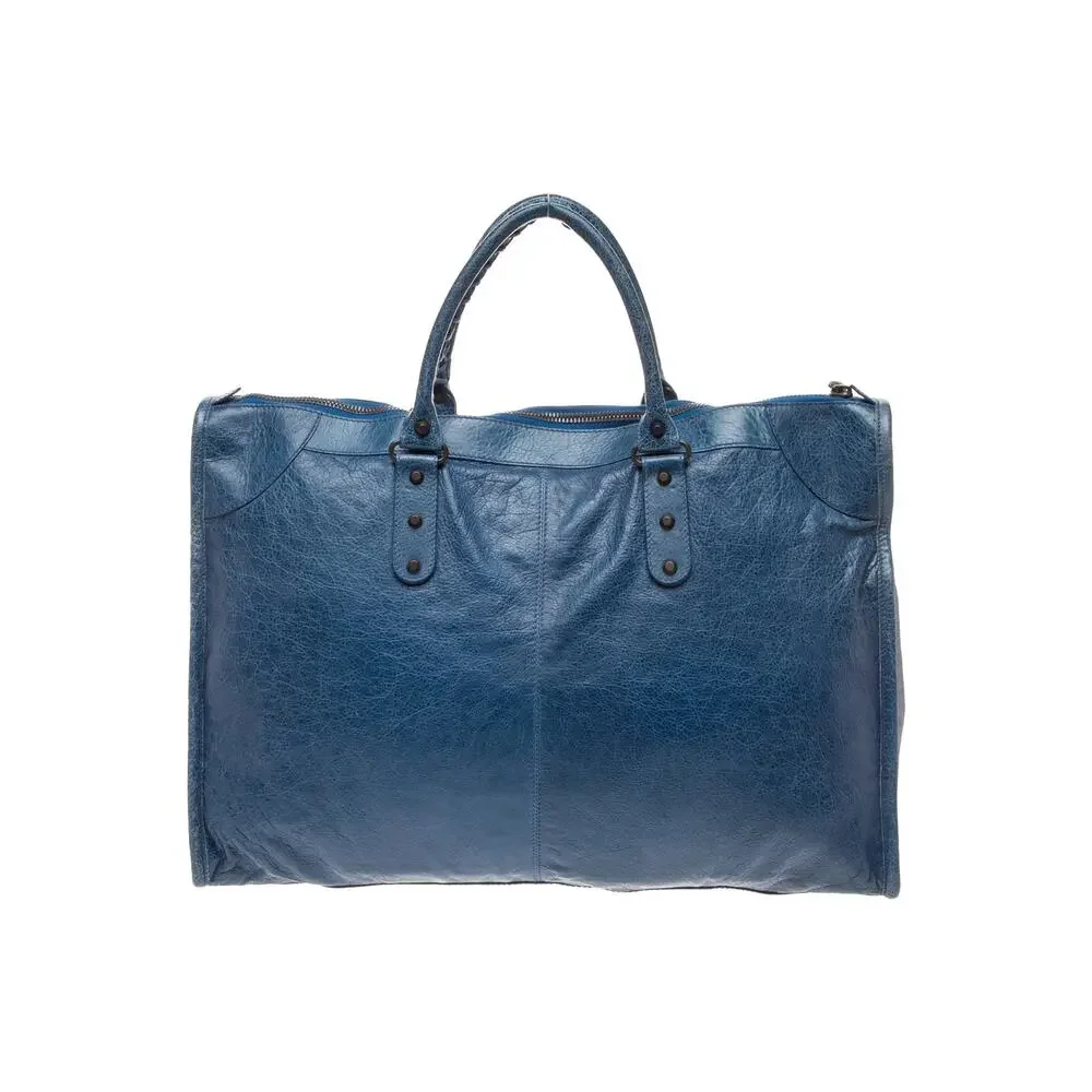 BALENCIAGA Vintage Weekender XL City Bag Blue Moto